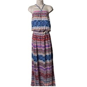 Pologarage boho colorful maxi dress sz M